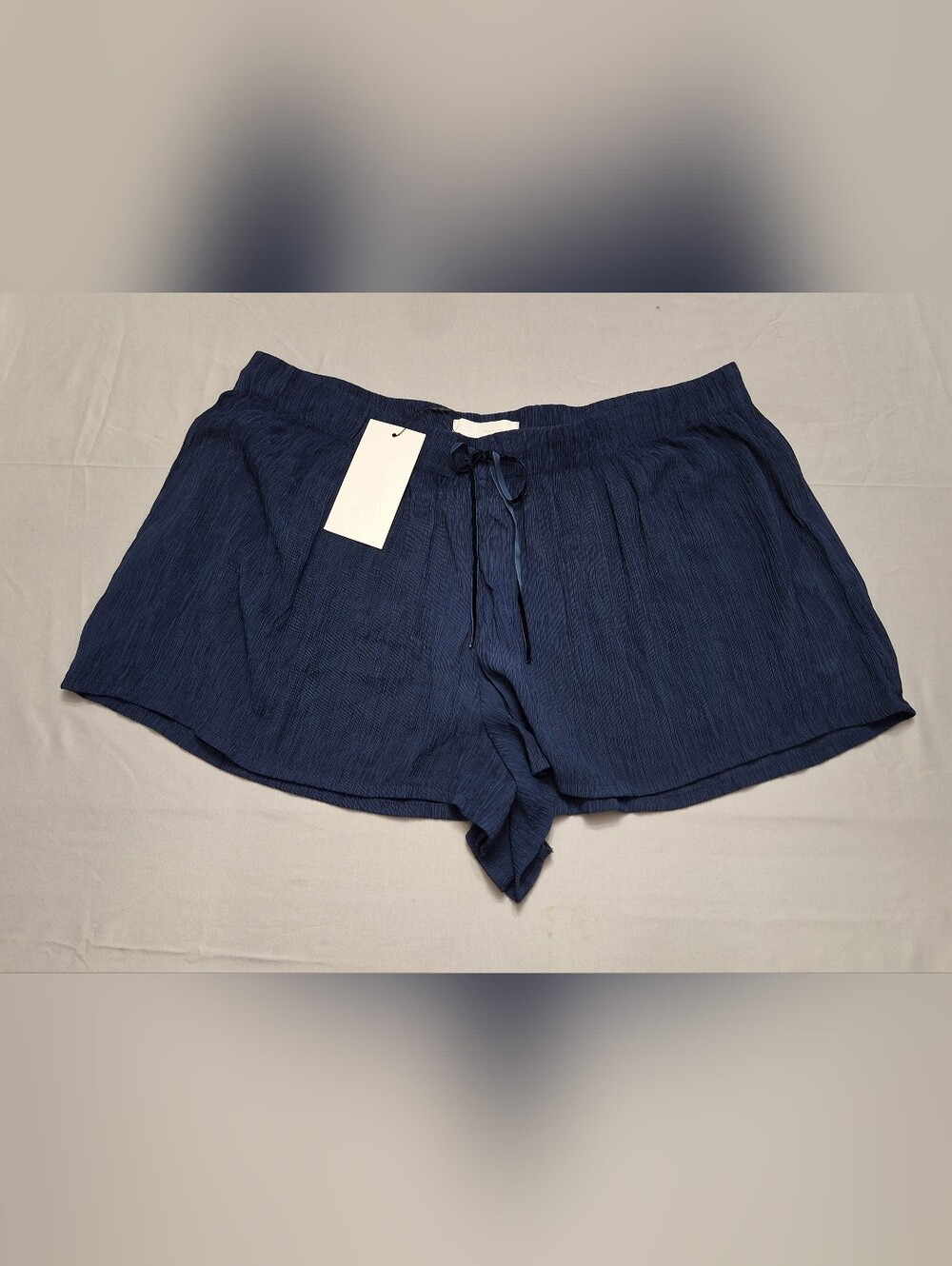Zara Women's Navy Textured Slightly Sheer Drawstring Beach Coverup Shorts